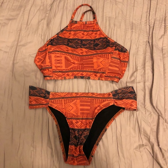 Orange Tribal Print Bikini - Picture 1 of 3